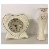 LENOX BUD VASE AND CLOCK