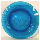 VINTAGE LE SMITH BLUE GLASS AMERICAN EAGLE