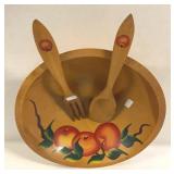WOODEN FOOTED SALAD BOWL/DECOR