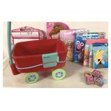BITTY BABY WAGON AND CHILDRENS BOOK LOT