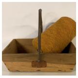 VINTAGE WOODEN BASKET AND YARN