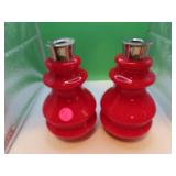 Pair of Red Candle Holders 6&5/8"