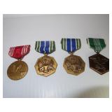 4 Military Achievement Pinback Award Medals