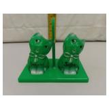 Vintage Green Plastic Cats Salt & Pepper Shakers