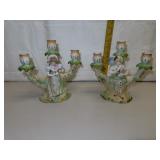2 Porcelain Paulux Candleabras (Made in Japan)