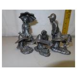 5 M.A. Ricker Pewter Figurines (tallest = 4&1/4")