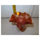 Vintage Carnival Glass "Peacock Tail" Compote