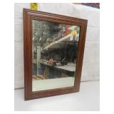Antique Beveled Glass Mirror in Oak Frame