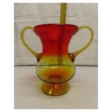 Vintage Amberina 2 Handled Vase 8"