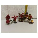 3 Ceramic & Resin Christmas Cardinals (Largest=