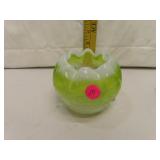 Vintage Green - White & Clear Crackle Rose Bowl