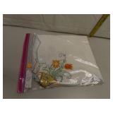Vintage Embroidered Tablecloth 52" x 48"