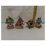 4 Porcelain Bird Houses 4&3/4"
