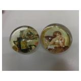 2 Vintage Paperweights 2&3/8" and  2&5/8"