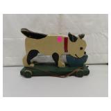 Primitive Wood Dog Pull Toy 11&1/4"