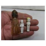 2 Tiny Vintage Frozen Charlotte Dolls & Small
