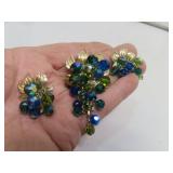 Vintage Brooch Pin & Screwback Earrings Set