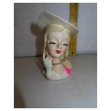 Vintage Lefton Lady Head Vase 5&1/2"