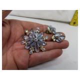 Vintage Brooch Pin & Clip Earrings Set