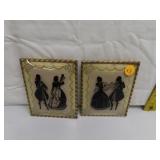 Pair of Convex Glass Silhouettes 5" x 4" each
