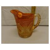 Antique Marigold Carnival Glass Pitcher 6"