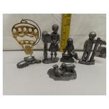 5 Michael Ricker Pewter Figurines (Largest =