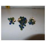 Vintage Brooch Pin & Clip Earrings Set