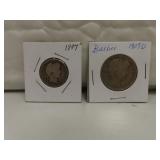 1897 Silver Barber Quarter & 1907D Silver Barber