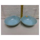 2 Fire King Delphite Blue Serving Bowls