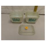 2 Vintage Pyrex Refrigerator Dishes (3 Lids)