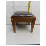NO SHIPPING -Vintage Wood Foot Stool with Leather
