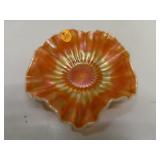 Vintage Jeweled Heart Carnival Glass Bowl