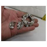 Vintage Brooch Pin & Clip Earrings Set