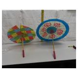 2 Vintage Rice Paper Parasol Umbrellas