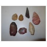 7 Original Native American Arrow Heads