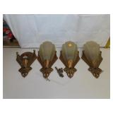 Set of 4 Antique Wall Scones - 1 missing shade