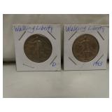 2 Silver Walking Liberty Half Dollars (1=1943 &
