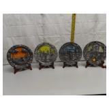 4 Ricker Pewter Christmas Plates with Stands