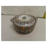 Vintage Spongeware Bowl with Lid 7&1/2" x 3&1/2"