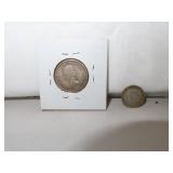 2 Silver Canadian Coins (1952 Dime & 1957 Quarter)