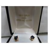 Genuine Sapphire 18K Gold OVER Sterling Silver