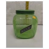 Antique Green Depression Gallon "Cookies" Jar