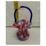 Vintage Czech Glass Basket 7&1/4" x 4&1/2"