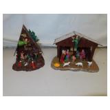 2 Vintage Hard Plastic Nativities - Made in Hong
