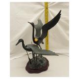 Vintage Bronze Sandhill Cranes Scultpure 15&1/8"