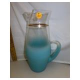 Vintage Art Glass Pitcher with Ice Lip 11&3/4"