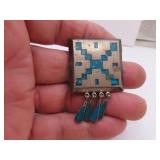 Vintage Signed ACE 925 Mexico Inlaid Turquoise