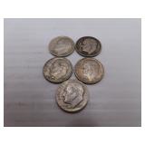 5 Silver Dimes = 1947D - 1957D - 3=1964