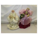 2 Porcelain Christmas Tree Toppers 12" - 13&1/2"
