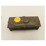 Vintage Bronze Paper Clip Box 4&1/8" x 1&5/8" x